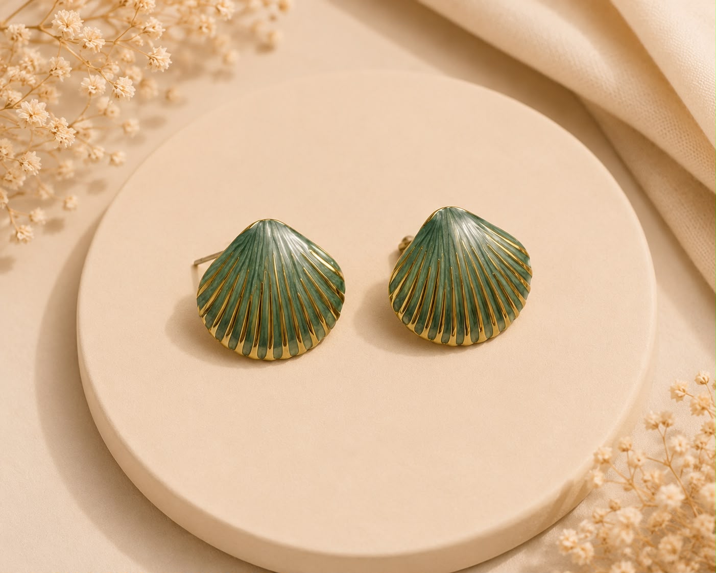Brincos Concha Verde - Jewelry Saudade